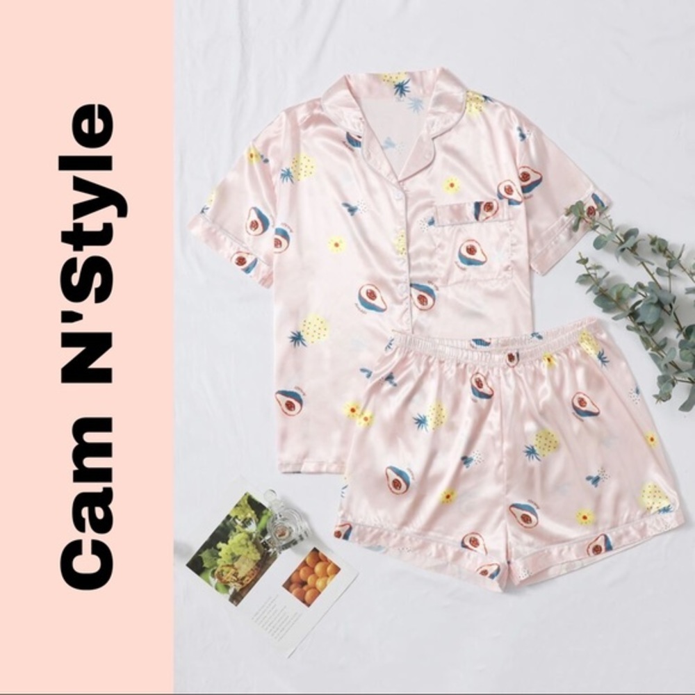 New Plus Pink Satin Silk-Like Pajama Set​